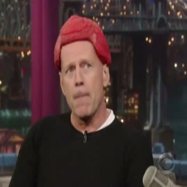 Bruce Willis Shows Off His Lady Gaga-Inspired Meat Hairpiece
