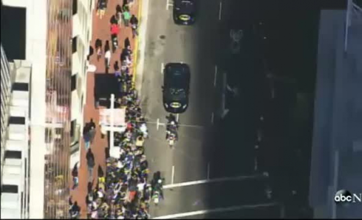 Batkid races through the city with BATMAN San Francisco event for kid with leukemia Aerial CAM