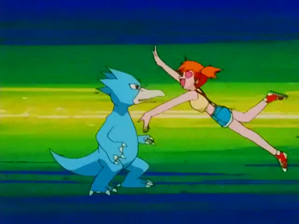 Misty es golpeado por grandes pokemon