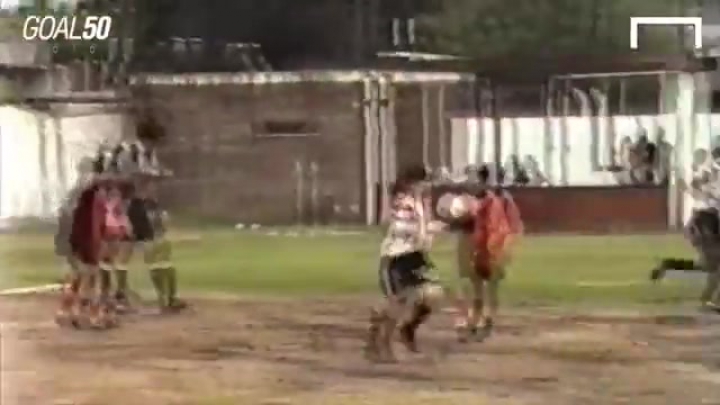 12-year-old Lionel Messi scores a goal