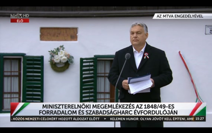 Orbán Viktor ünnepi beszédet tart Kiskőrösön, Petőfi Sándor szülővárosában.